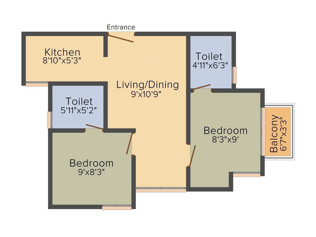 Arun Manjari (2BHK+2T (625 sq ft) 625 sq ft)