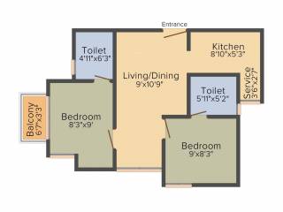 Arun Manjari (2BHK+2T (635 sq ft) 635 sq ft)