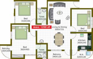 MRG Sri Laxmi (3BHK+2T (1,250 sq ft) 1250 sq ft)