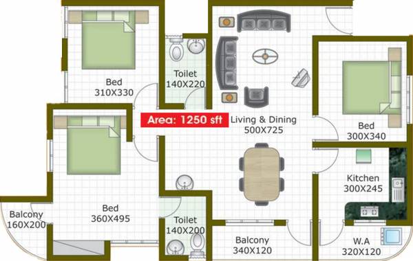 MRG Sri Laxmi (3BHK+2T (1,250 sq ft) 1250 sq ft)