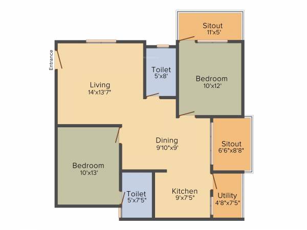 Saritha Opulence (2BHK+2T (1,229 sq ft) 1229 sq ft)