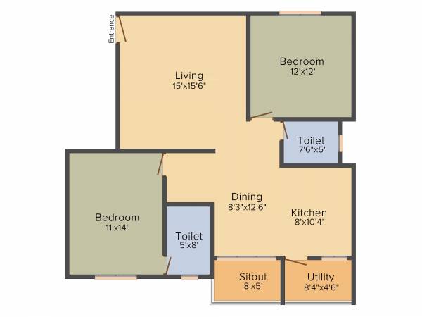 Saritha Opulence (2BHK+2T (1,259 sq ft) 1259 sq ft)