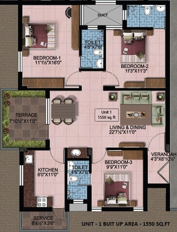 Victory Timberly Victory (3BHK+3T (1,550 sq ft) 1550 sq ft)