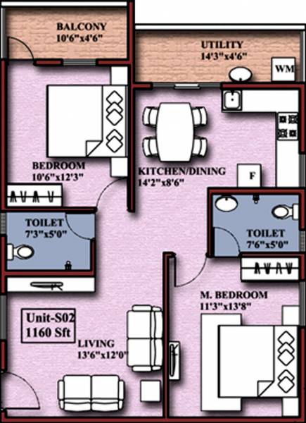 SK Projects Briar (2BHK+2T (1,160 sq ft) 1160 sq ft)