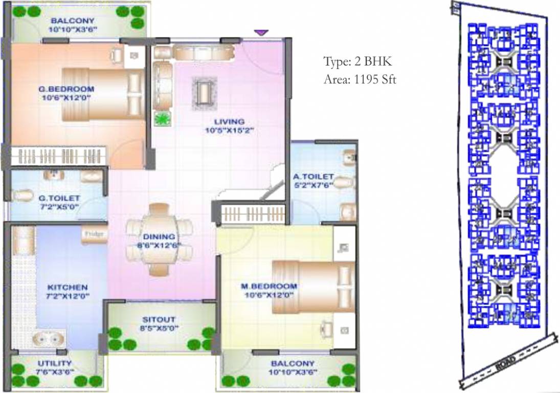 Sowparnika Sanvi (2BHK+2T (1,195 sq ft) 1195 sq ft)