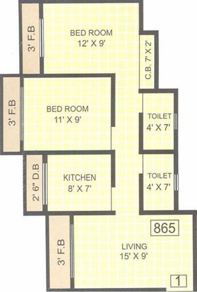 Bhikhi Mathura Enclave (2BHK+2T (865 sq ft) 865 sq ft)