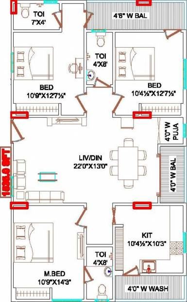 KMC Manoharam (3BHK+3T (1,535 sq ft)   Pooja Room 1535 sq ft)