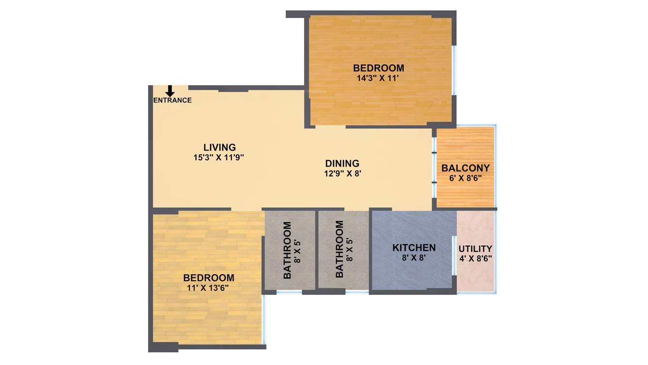 SV Spring Woods (2BHK+2T (1,170 sq ft) 1170 sq ft)