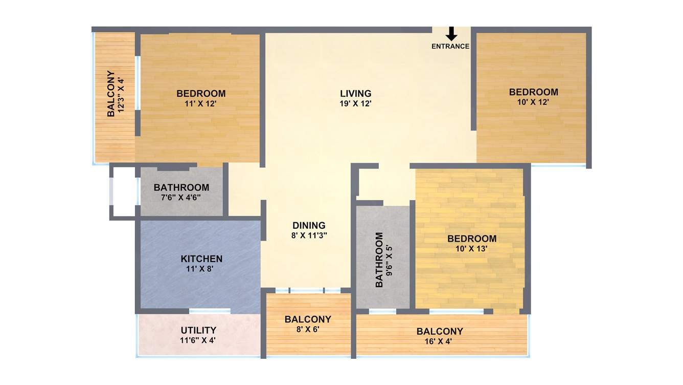 SV Spring Woods (3BHK+2T (1,560 sq ft) 1560 sq ft)