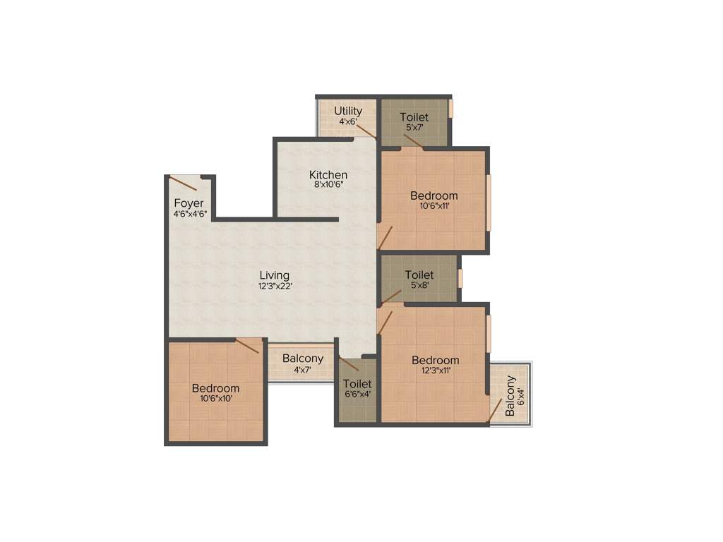 MJ Avershine (3BHK+2T (1,150 sq ft) 1150 sq ft)