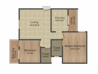 SV Luxuria (2BHK+2T (885 sq ft) 885 sq ft)