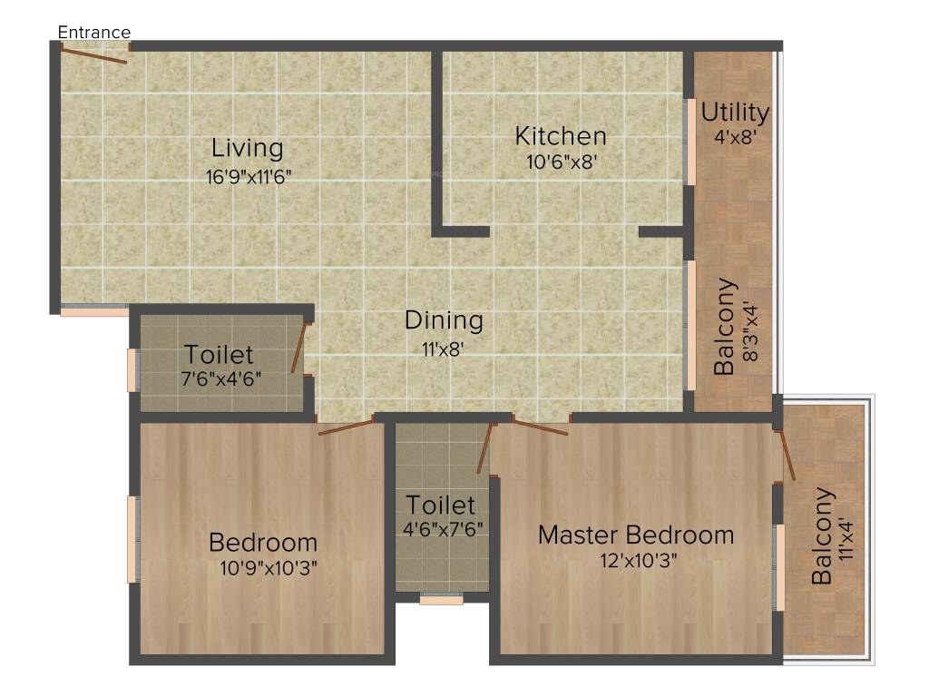 SV Luxuria (2BHK+2T (1,085 sq ft) 1085 sq ft)