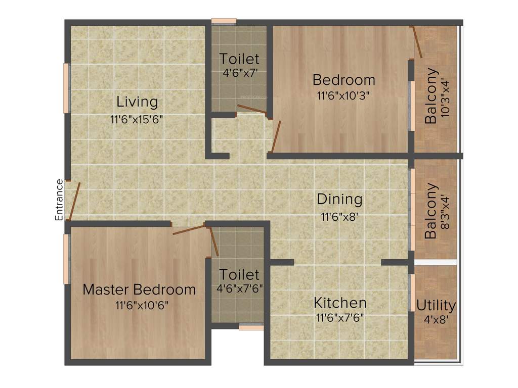 SV Luxuria (2BHK+2T (1,100 sq ft) 1100 sq ft)