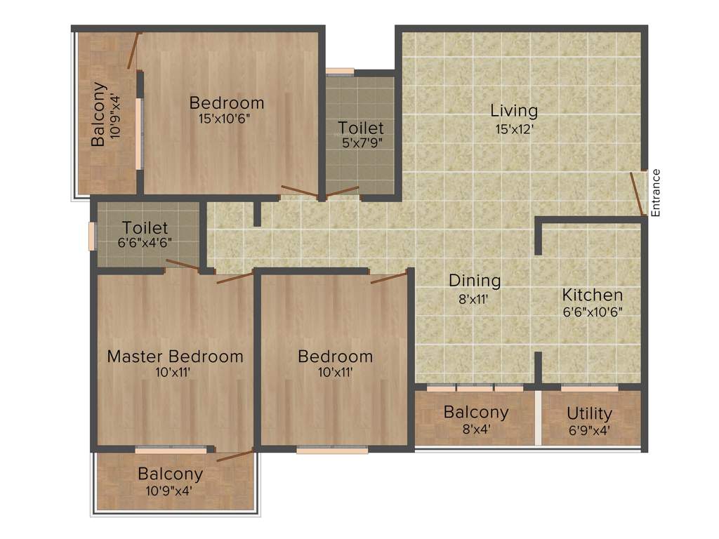 SV Luxuria (3BHK+2T (1,330 sq ft) 1330 sq ft)