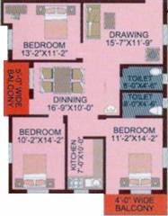 Amrita Green Field Residency (3BHK+3T (1,514 sq ft) 1514 sq ft)