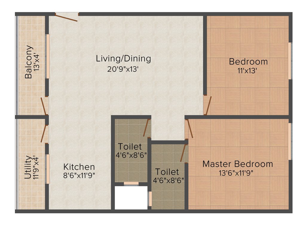 Adithya Garden (2BHK+2T (1,165 sq ft) 1165 sq ft)