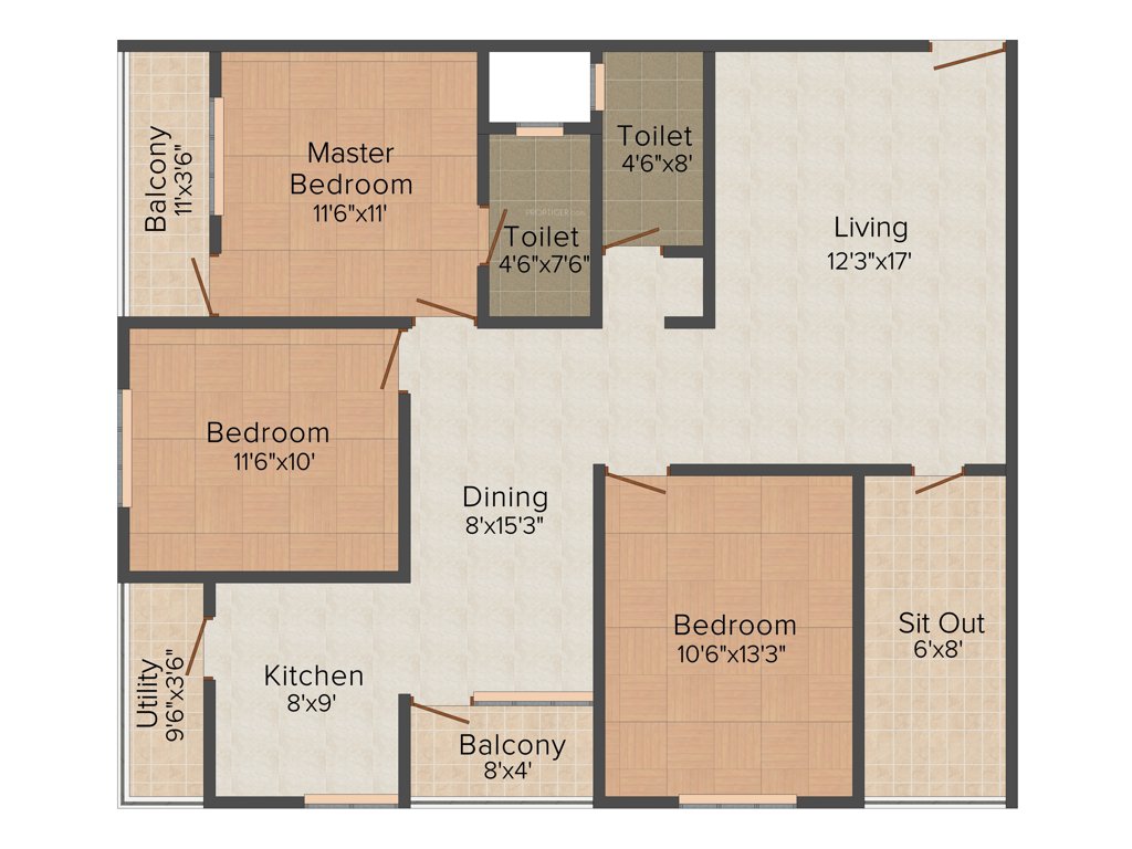 Adithya Garden (3BHK+2T (1,435 sq ft) 1435 sq ft)
