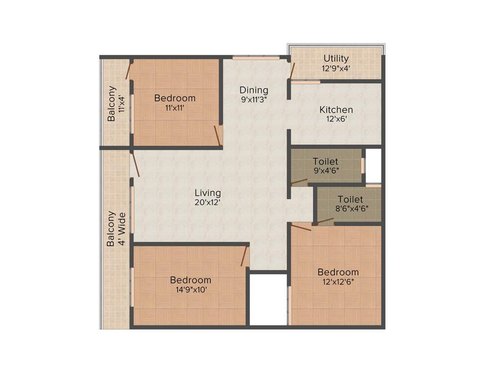 Adithya Garden (3BHK+2T (1,535 sq ft) 1535 sq ft)