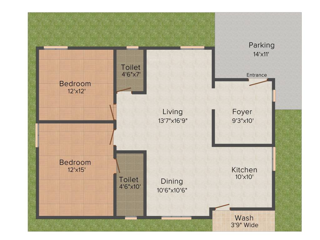 Praneeth Pranav Gems (2BHK+2T (1,246 sq ft) 1246 sq ft)