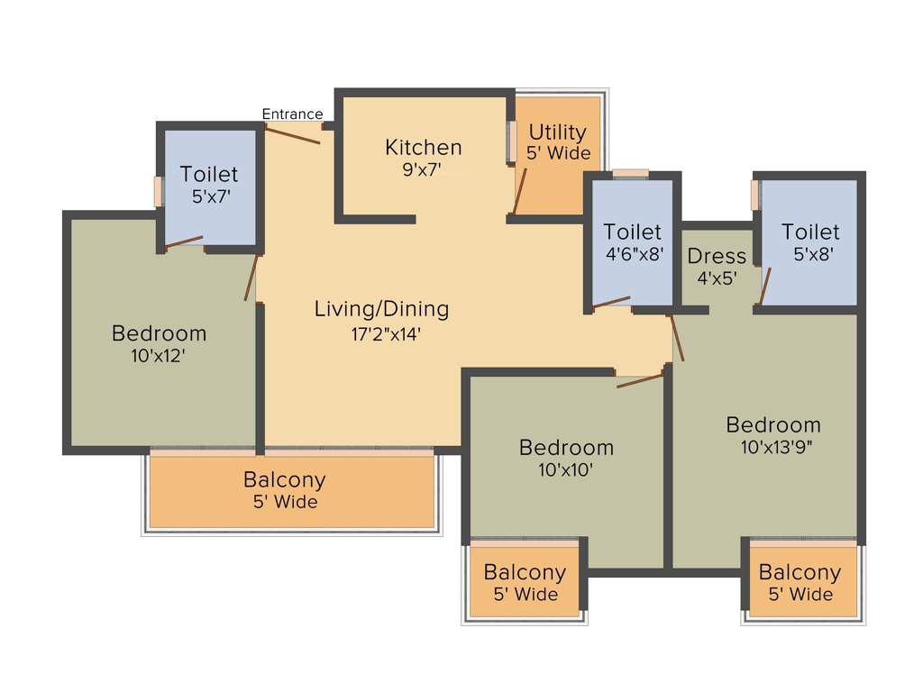 Ajnara Khel Gaon (3BHK+3T (1,395 sq ft) 1395 sq ft)