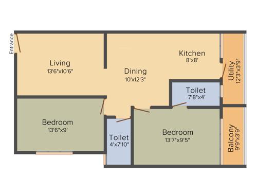  Sunrise (2BHK+2T (1,010 sq ft) 1010 sq ft)