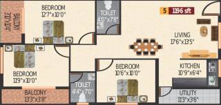  Sunrise (2BHK+2T (1,196 sq ft) 1196 sq ft)