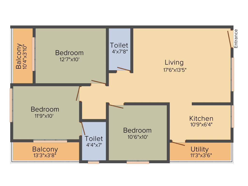  Sunrise (3BHK+2T (1,240 sq ft) 1240 sq ft)