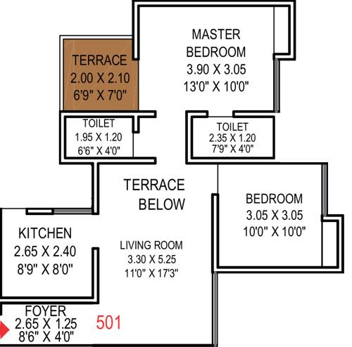 Gangotree Greenbuild Dhanwantari (2BHK+2T (918 sq ft) 918 sq ft)