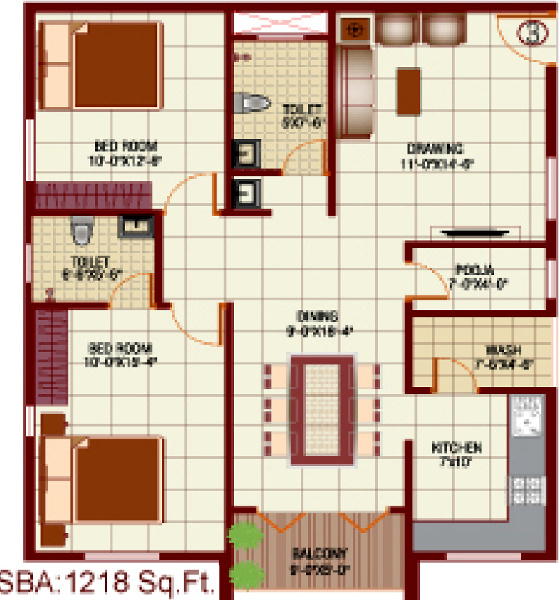 Mythri Arteor (2BHK+2T (1,218 sq ft) 1218 sq ft)