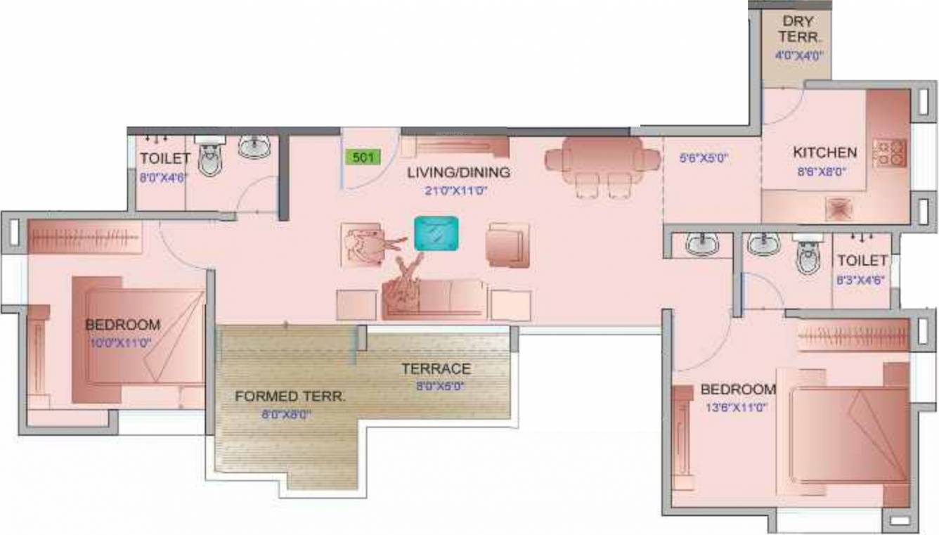 Landmark Primrose (2BHK+2T (1,091 sq ft) 1091 sq ft) Landmark Primrose (2BHK+2T (1,091 sq ft) 1091 sq ft)