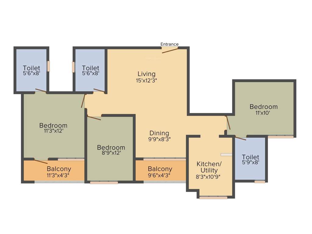 RK Suraksha Suraksha Landmark (3BHK+3T (1,325 sq ft) 1325 sq ft)