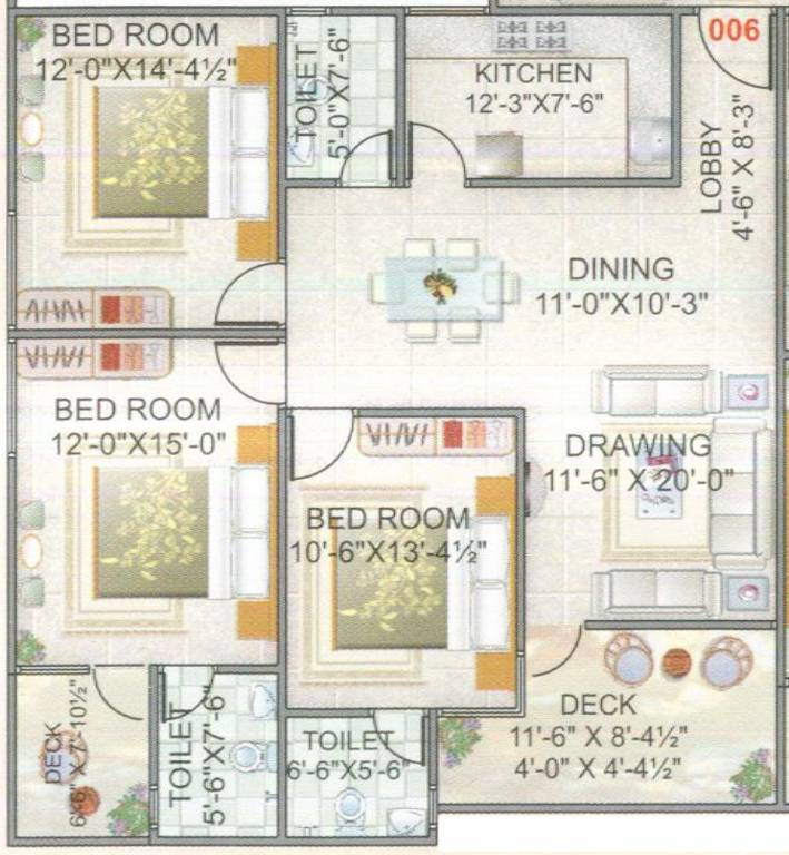 Ashapurna Empire (3BHK+3T (1,692 sq ft) 1692 sq ft)