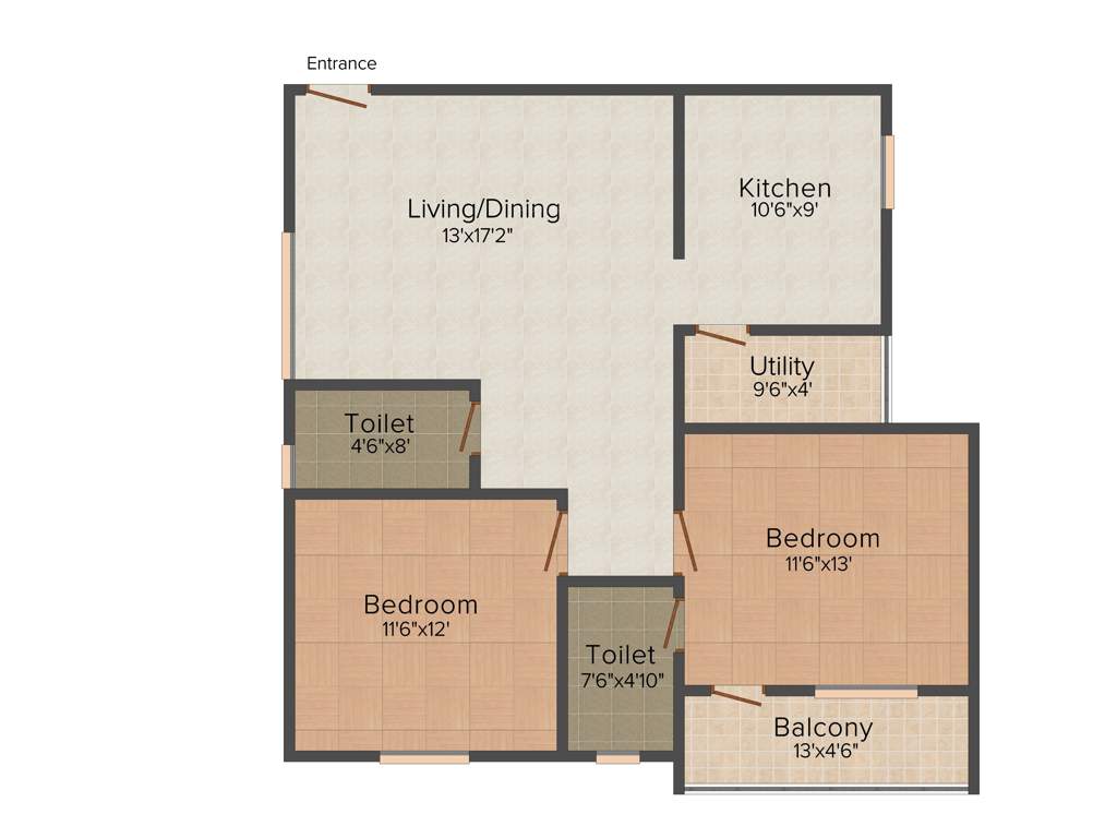 Vandana Celesta (2BHK+2T (1,181 sq ft) 1181 sq ft)