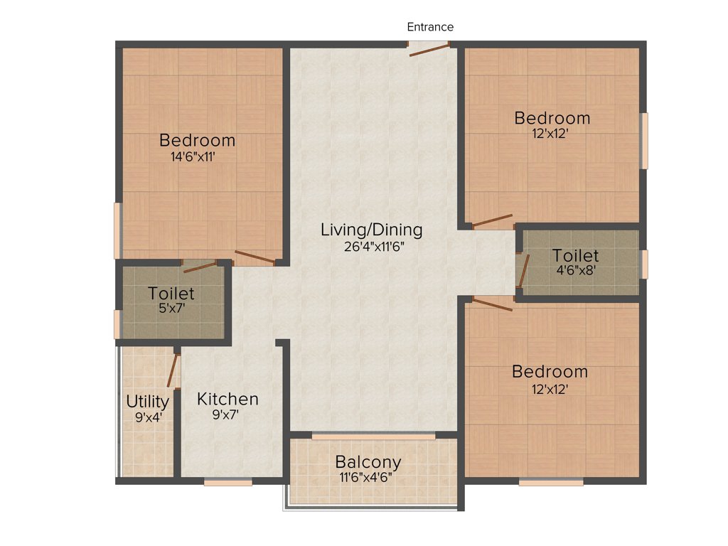 Vandana Celesta (3BHK+2T (1,421 sq ft) 1421 sq ft)