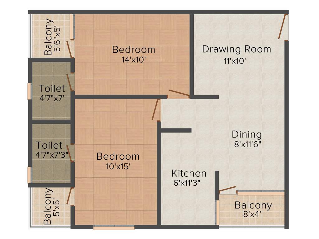Samanvay Atmosphere Prime (2BHK+2T (1,069 sq ft) 1069 sq ft)
