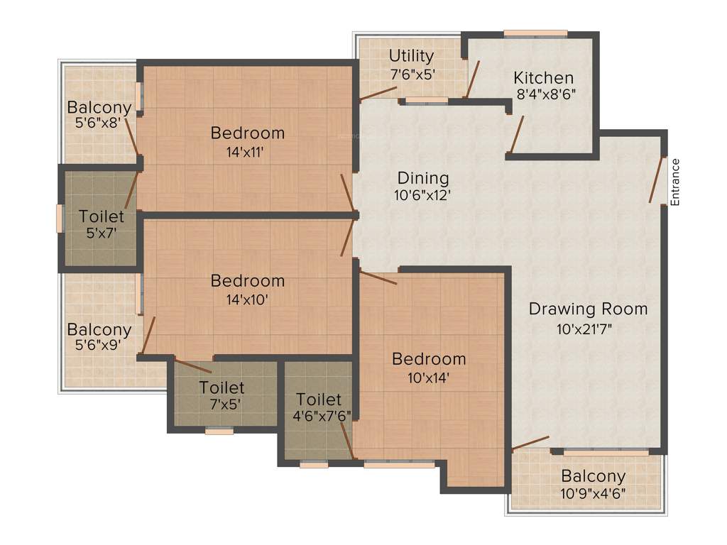 Apple Anand Residency (3BHK+3T (1,575 sq ft) 1575 sq ft)