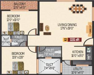  Sunrise (2BHK+2T (1,151 sq ft) 1151 sq ft)