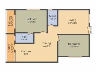  Sunrise (2BHK+2T (1,030 sq ft) 1030 sq ft)