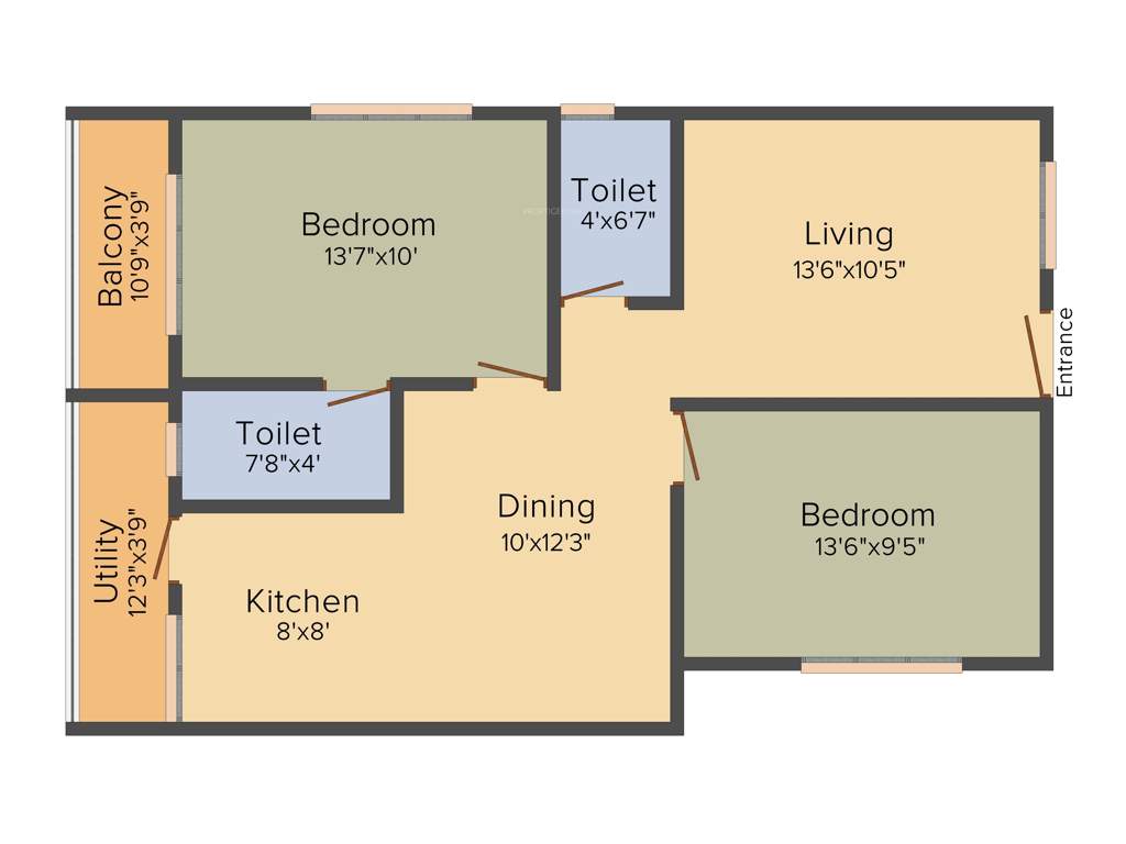  Sunrise (2BHK+2T (1,030 sq ft) 1030 sq ft)