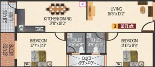  Sunrise (2BHK+2T (1,071 sq ft) 1071 sq ft)