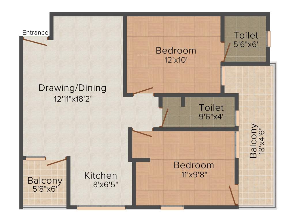Unimaxe Sez Pride (2BHK+2T (1,058 sq ft) 1058 sq ft)