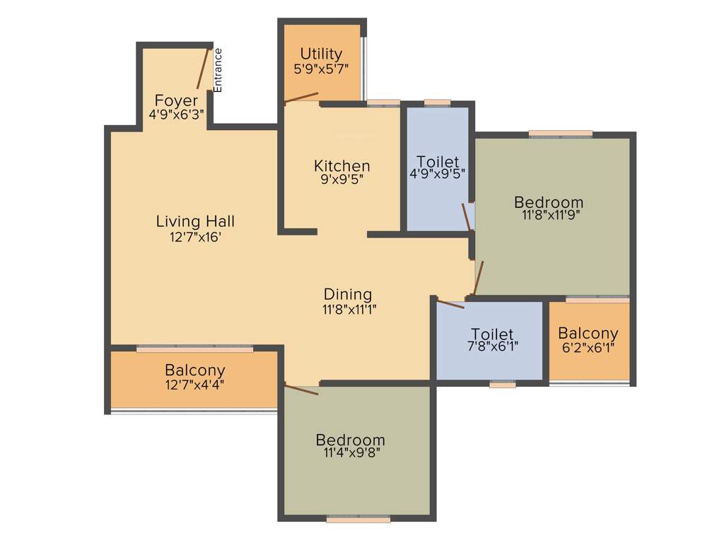 MJ Lifestyle Amadeus (2BHK+2T (1,186 sq ft) 1186 sq ft)