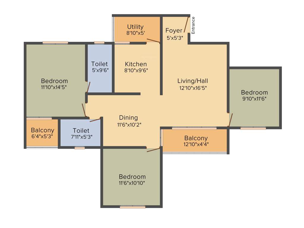 MJ Lifestyle Amadeus (3BHK+2T (1,357 sq ft) 1357 sq ft)