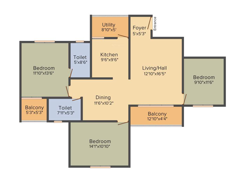 MJ Lifestyle Amadeus (3BHK+2T (1,374 sq ft) 1374 sq ft)