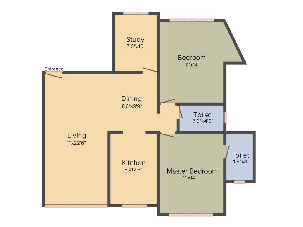 DLH Udaka Heights (2BHK+2T (1,536 sq ft) + Study Room 1536 sq ft)