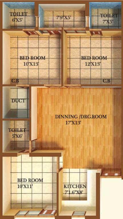 Primary Arcadia Green Home II (3BHK+3T (1,350 sq ft) 1350 sq ft)