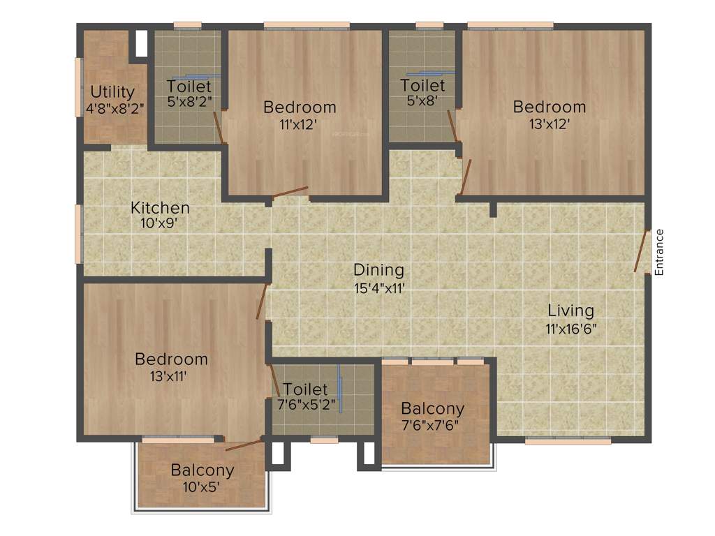 SSVR Tridax (3BHK+3T (1,570 sq ft) 1570 sq ft)