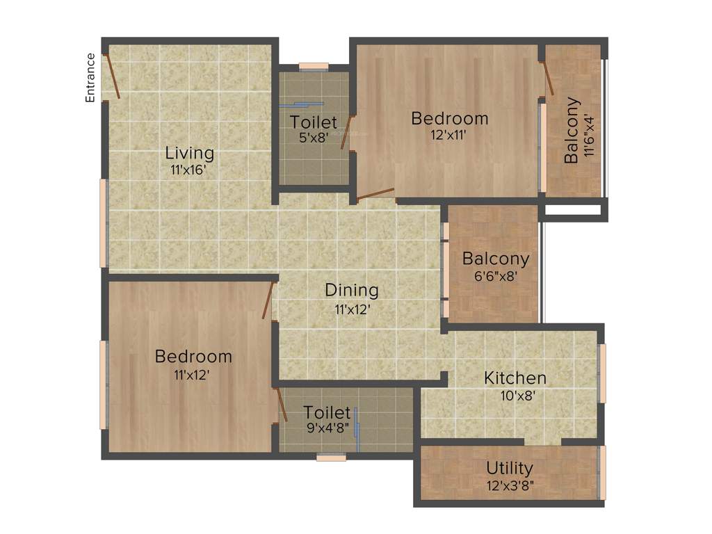 SSVR Tridax (2BHK+2T (1,205 sq ft) 1205 sq ft)