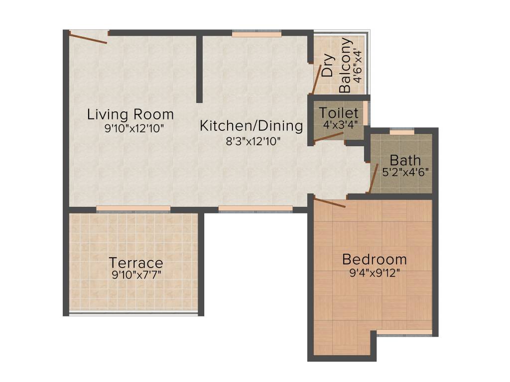 Rainbow Glory (1BHK+1T (607 sq ft) 607 sq ft)