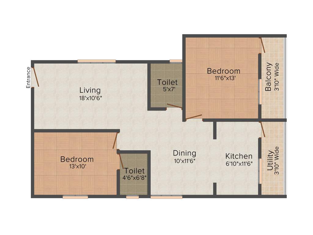 Balaji Serenity (2BHK+2T (1,068 sq ft) 1068 sq ft)